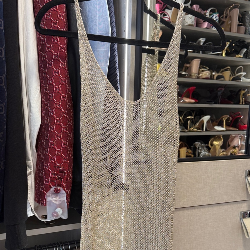 Chic Gold Mesh Swim Coverup - Picture 1 of 5